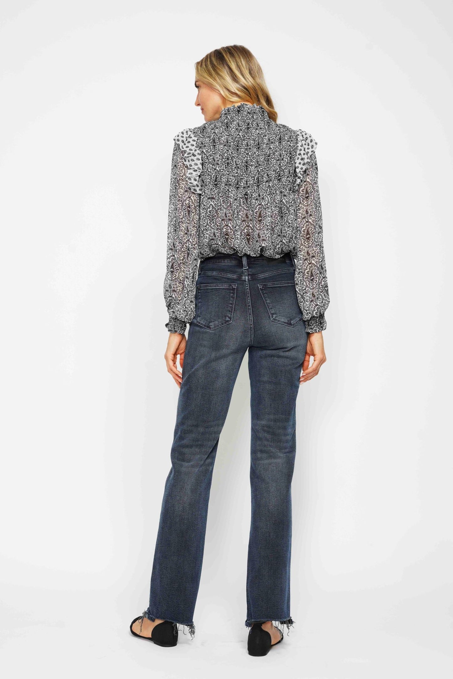 Judy Blue Full Size Button Fly Hem Destroy Straight Leg Jeans