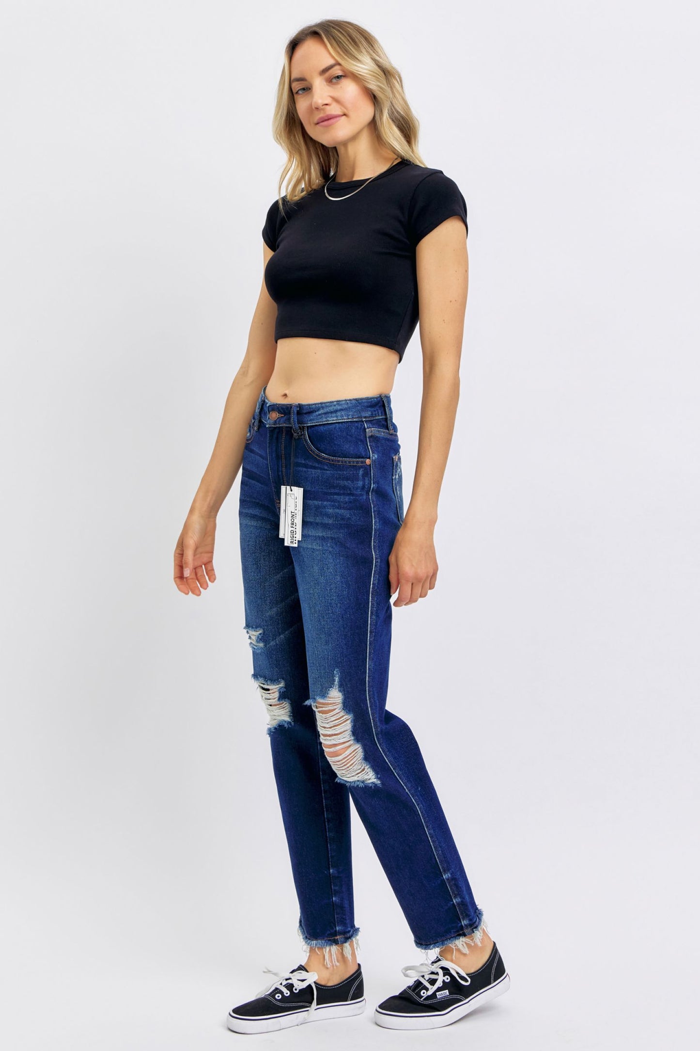 Judy Blue Full Size High Waist Rigid Magic Heavy Destroy Straight Jeans