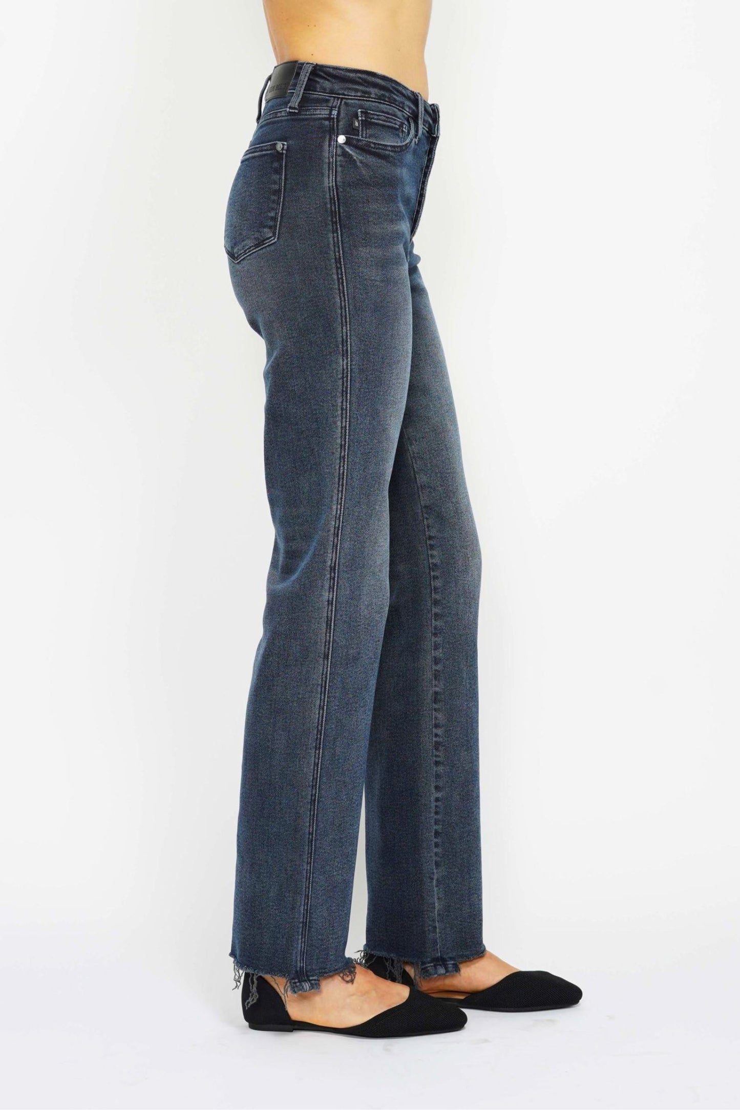 Judy Blue Full Size Button Fly Hem Destroy Straight Leg Jeans