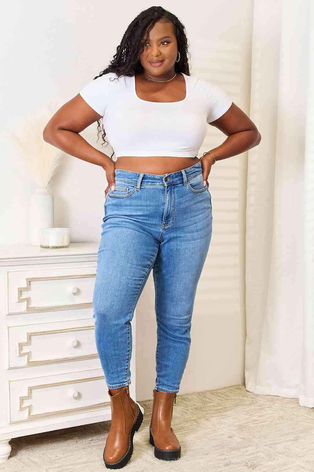 Plus Size, Judy Blue High Waist Classic Thermal Skinny style 82349