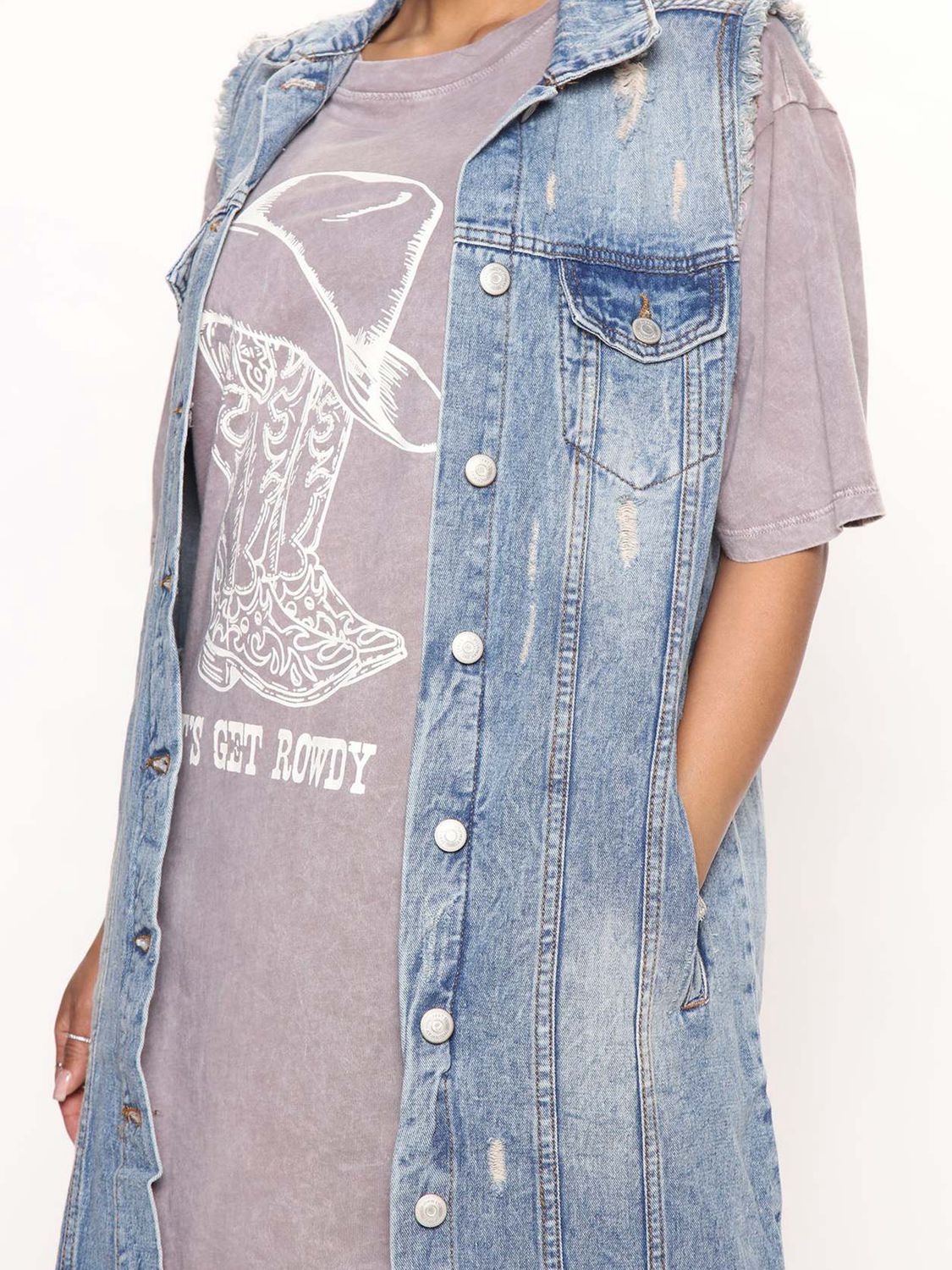 Close-Up, Long Sleeveless Denim Jacket