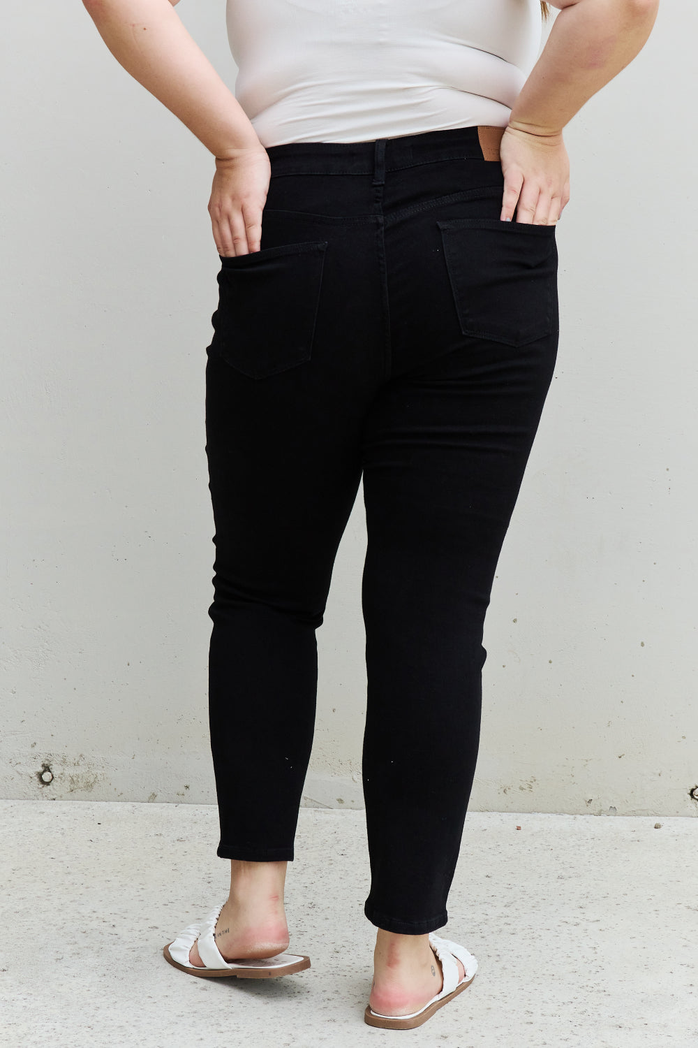 Back View, Plus Size, Judy Blue, Mid-Rise, Black Slim Fit Jeans Style 88756
