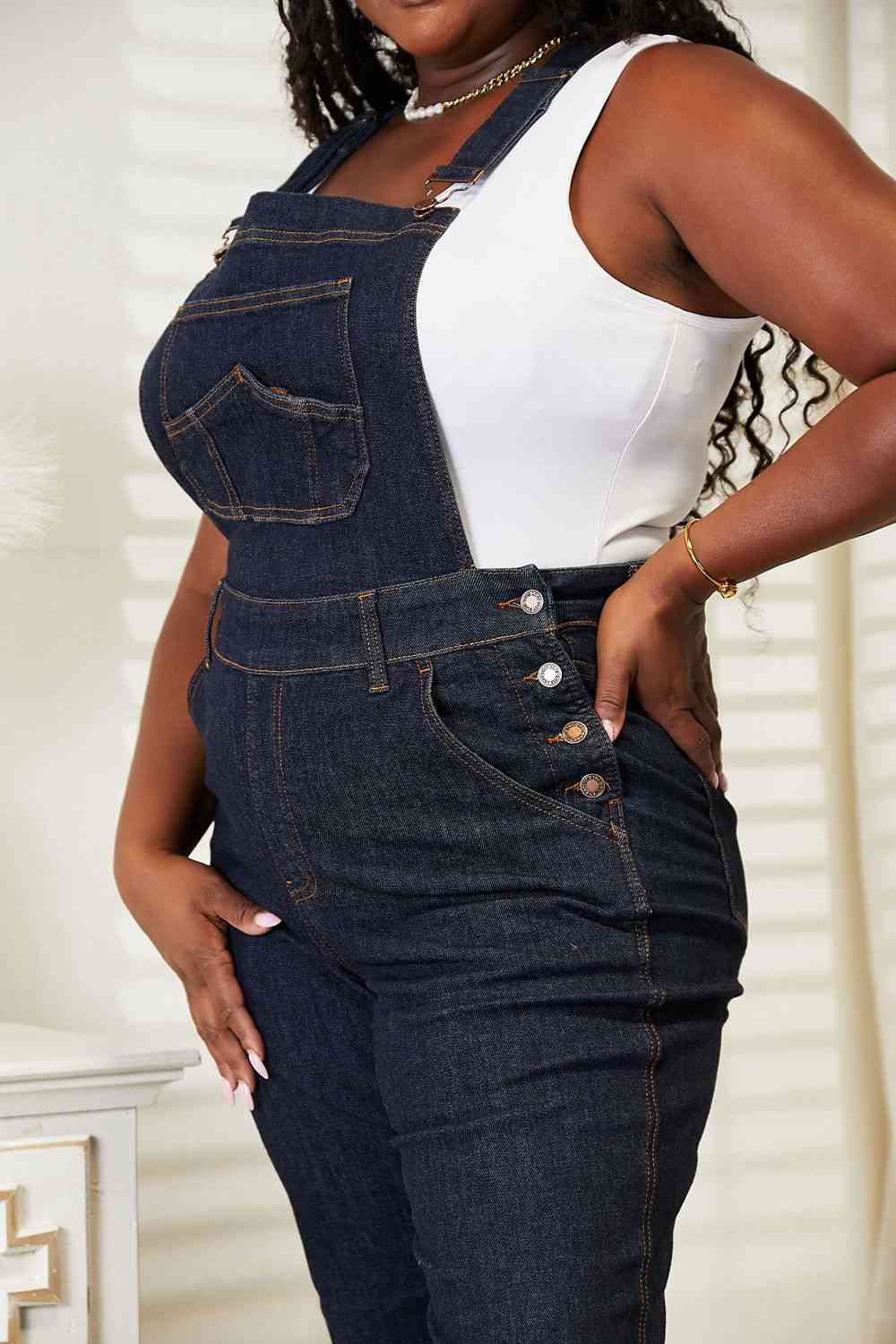 Close-Up, Plus Size, Judy Blue, High Waist Classic Overall Wide Leg Jeans Style 88630