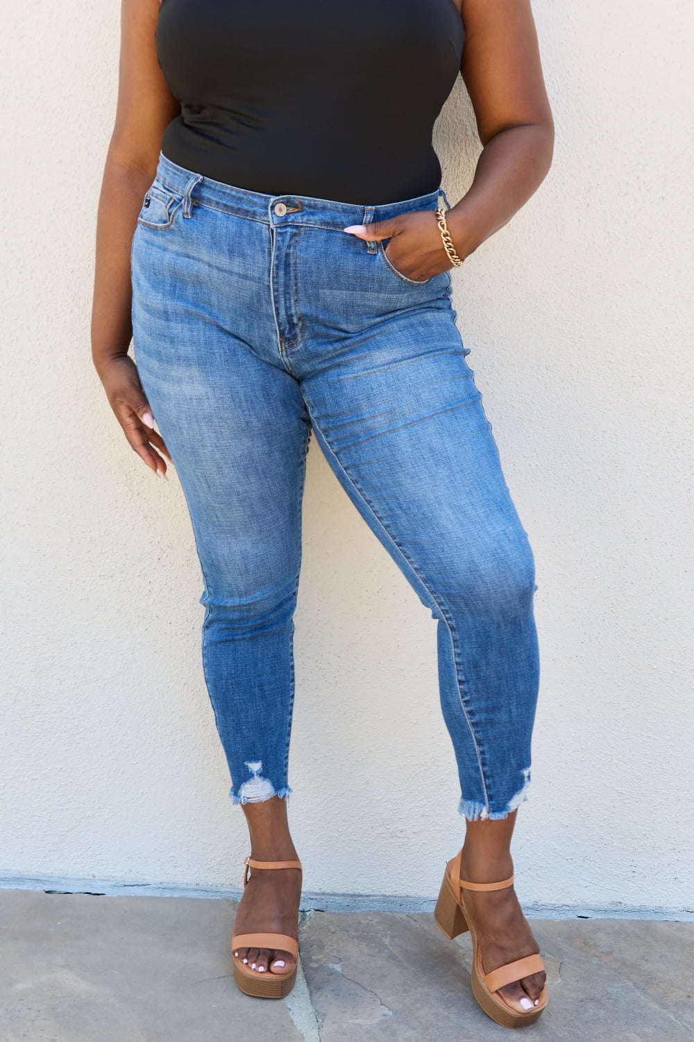 Plus Size, KanCan Mid Rise Destroyed Skinny Jeans Style KC7274M