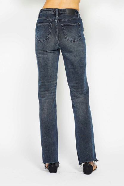 Judy Blue Full Size Button Fly Hem Destroy Straight Leg Jeans