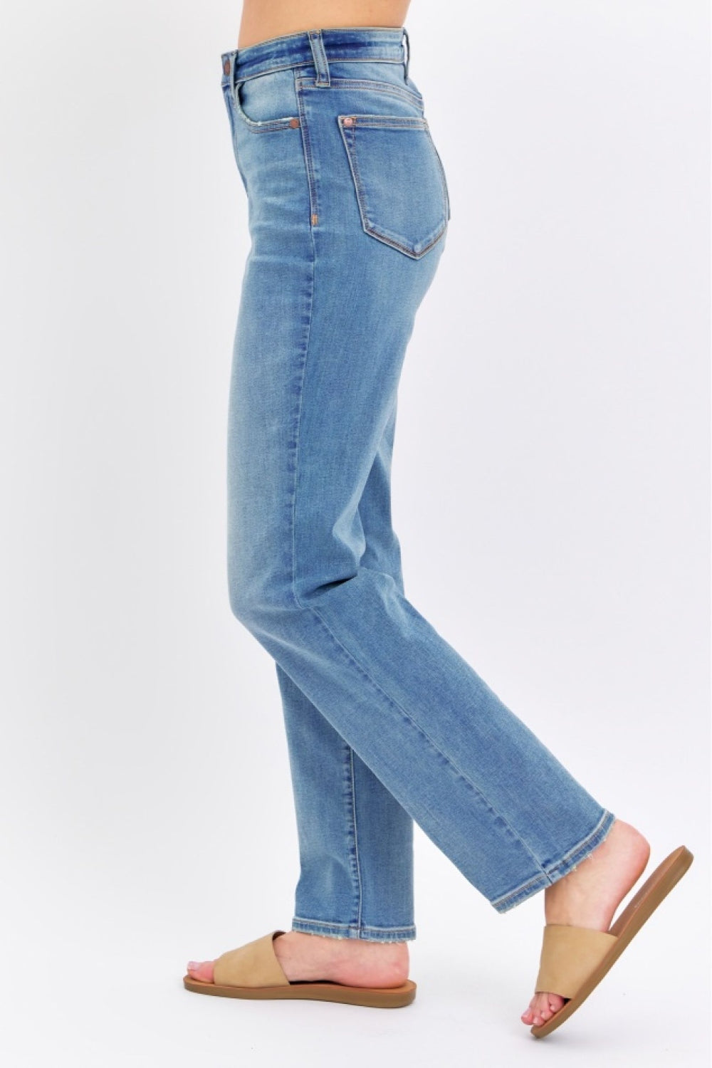 Side View, Judy Blue, High Rise Mom Straight Leg Jeans