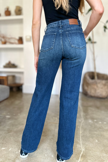 Back View, Judy Blue, Mid Rise Tummy Control Straight Leg Jeans Style 88861