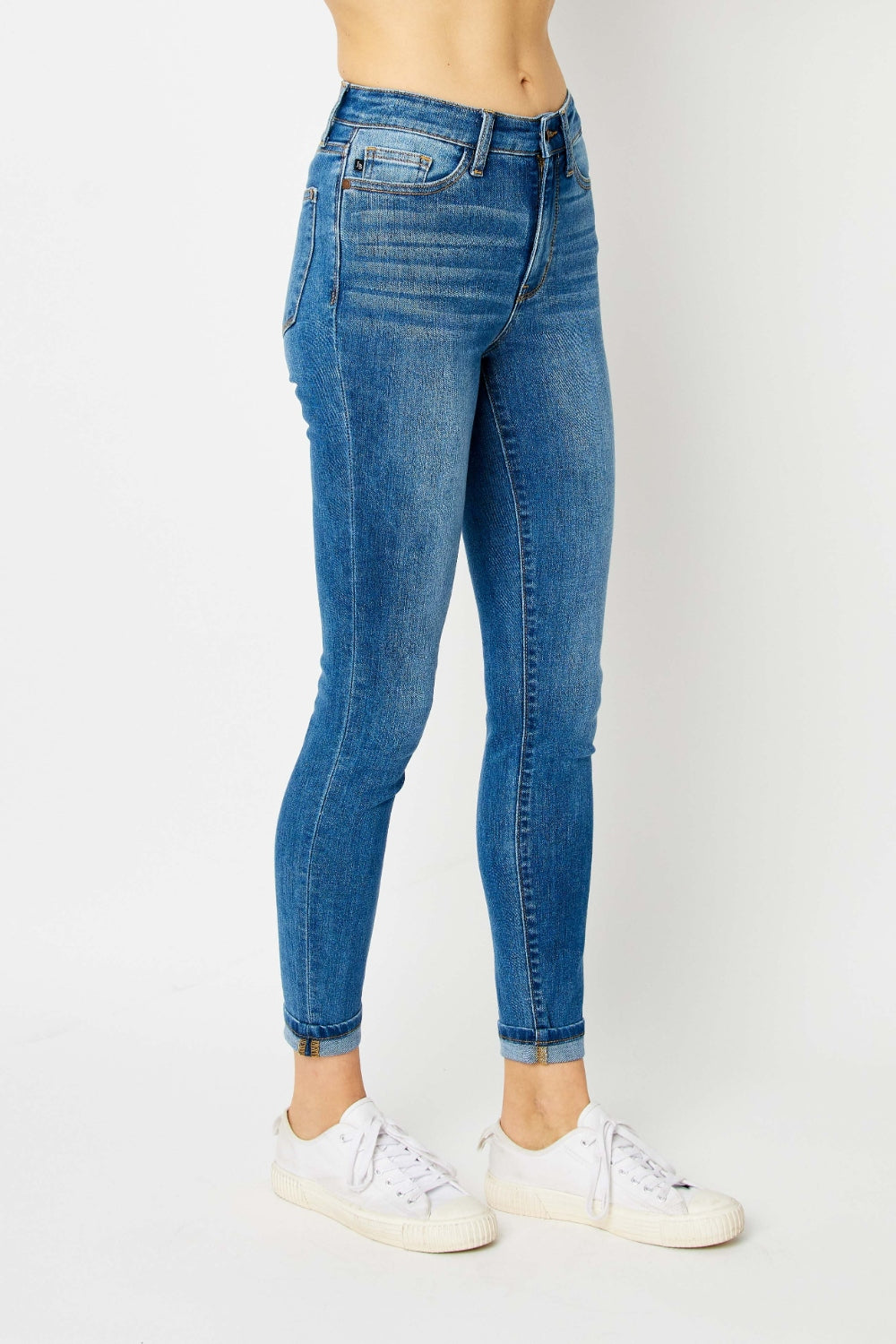 Side View, Judy Blue, Classic Cuffed Hem Skinny Jeans
