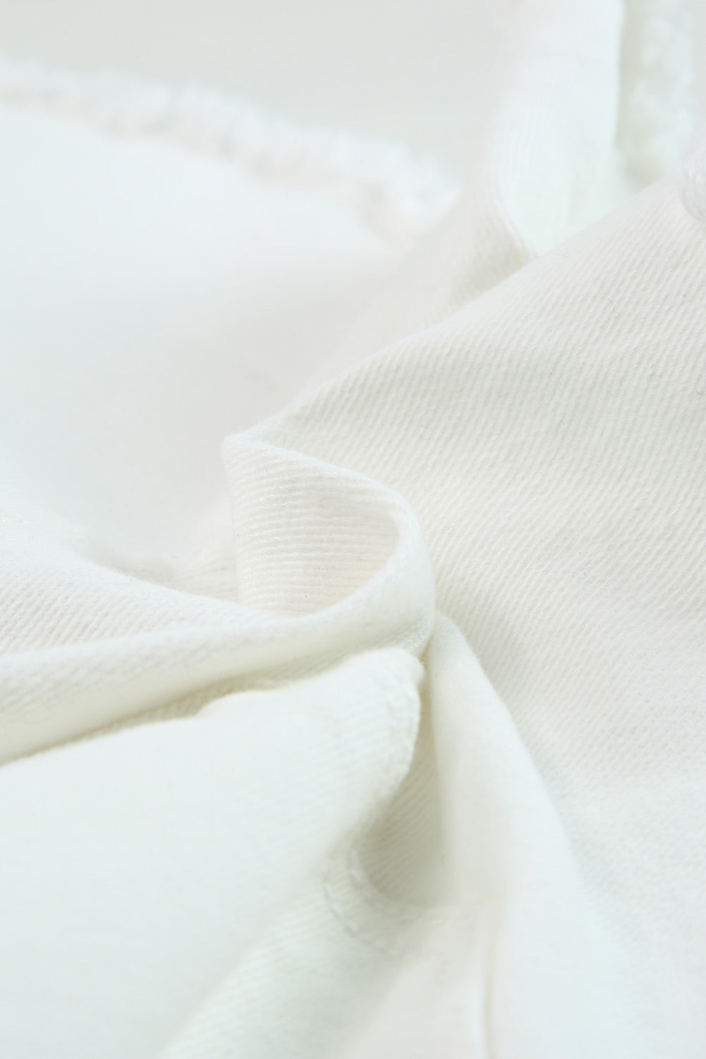 Close-Up, Denim, Frayed Hem Distressed Denim Shorts In White