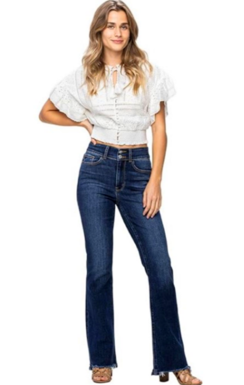Judy Blue High-Rise Vintage Bootcut Frayed Hem Jeans Style 82568