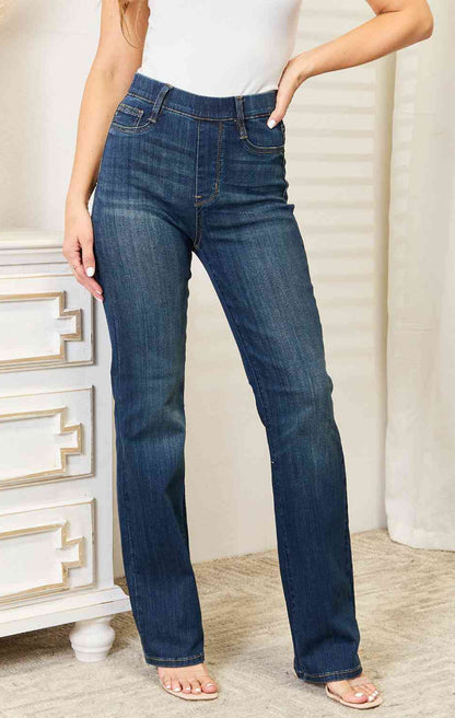 Judy Blue High Waist Vintage Pull On Slim Bootcut Jeans Style 88589
