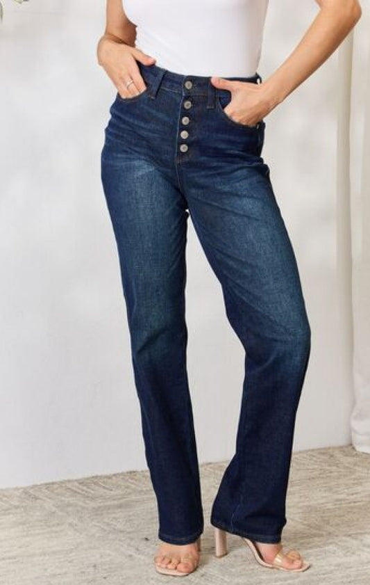 Judy Blue, High-Rise 5-Button Fly Straight Jeans