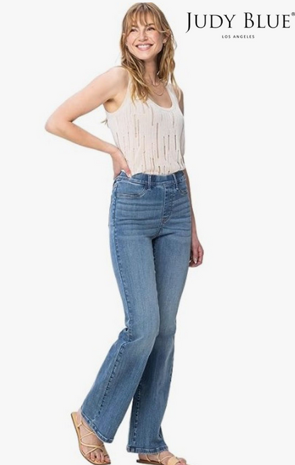 Judy Blue, High Waist Slim Bootcut Easy Pull On Jeans