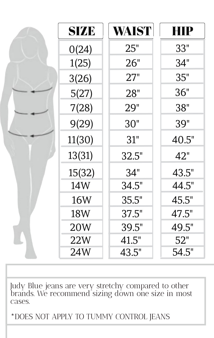 Judy Blue Size Chart