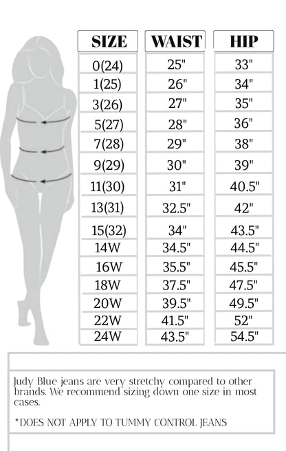 Judy Blue Size Chart