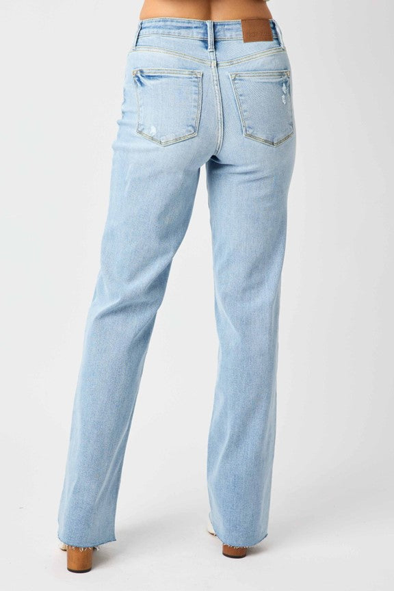 back View, Judy Blue, V Front Waistband Straight Jeans Style Number 82483