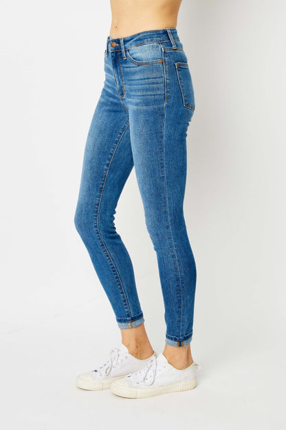 Side View, Judy Blue, Classic Cuffed Hem Skinny Jeans