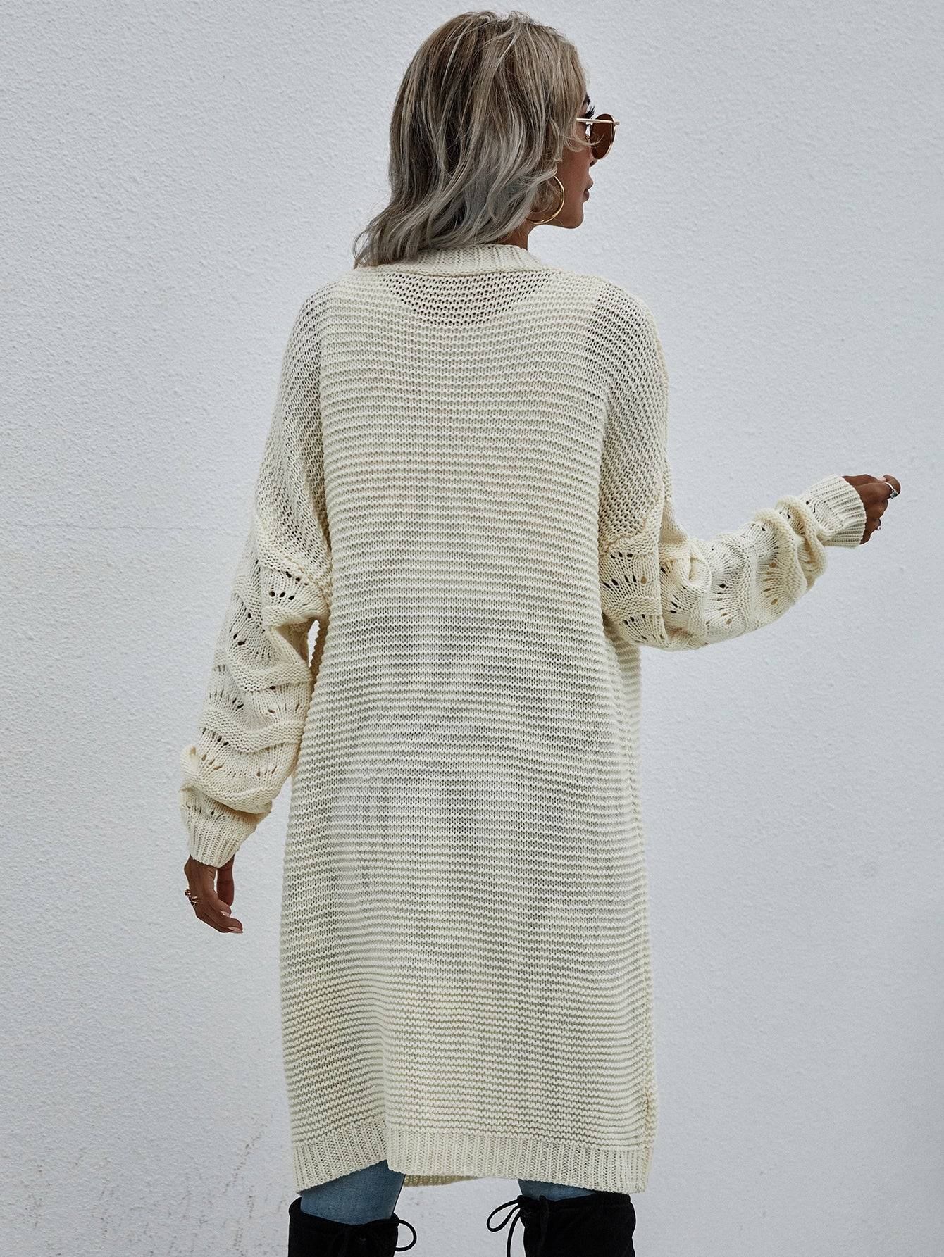Back View, Side View, Open Front Duster Cardigan In Apricot