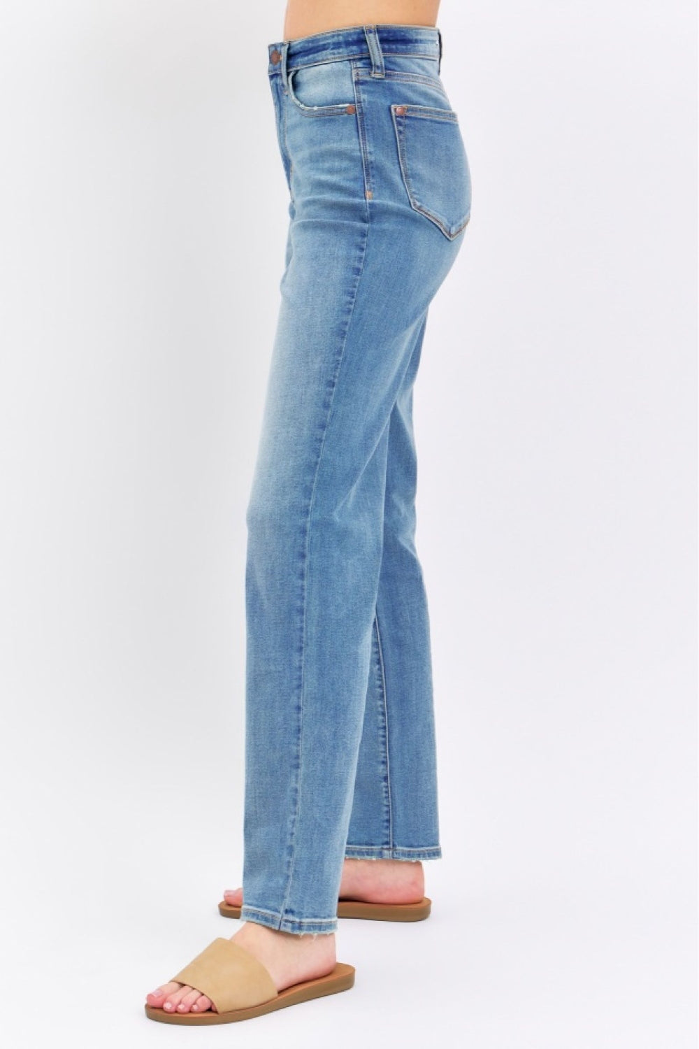 Side View, Judy Blue, High Rise Mom Straight Leg Jeans