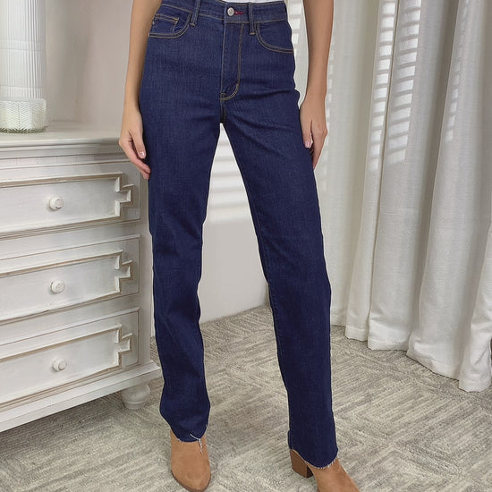 Video, Judy Blue, High Waist Vintage & Back Darts Detail Straight Leg Jeans Style 82512