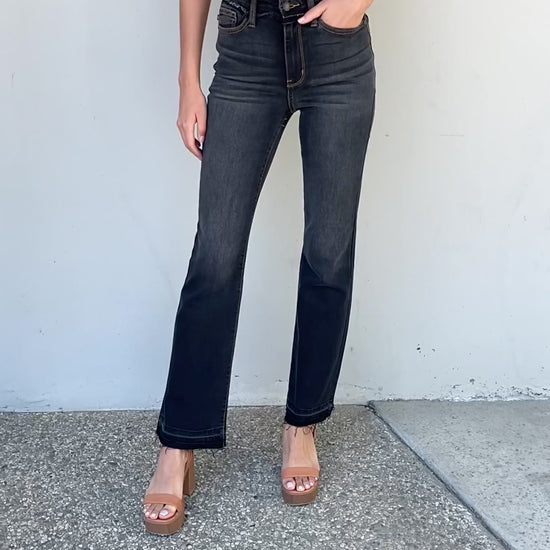 Video, Judy Blue, High-Waist Release Hem Slim Bootcut Jeans Style 82535