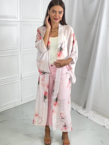 Video, OneTheLand, Pick Me Floral Chiffon Kimono Cardigan