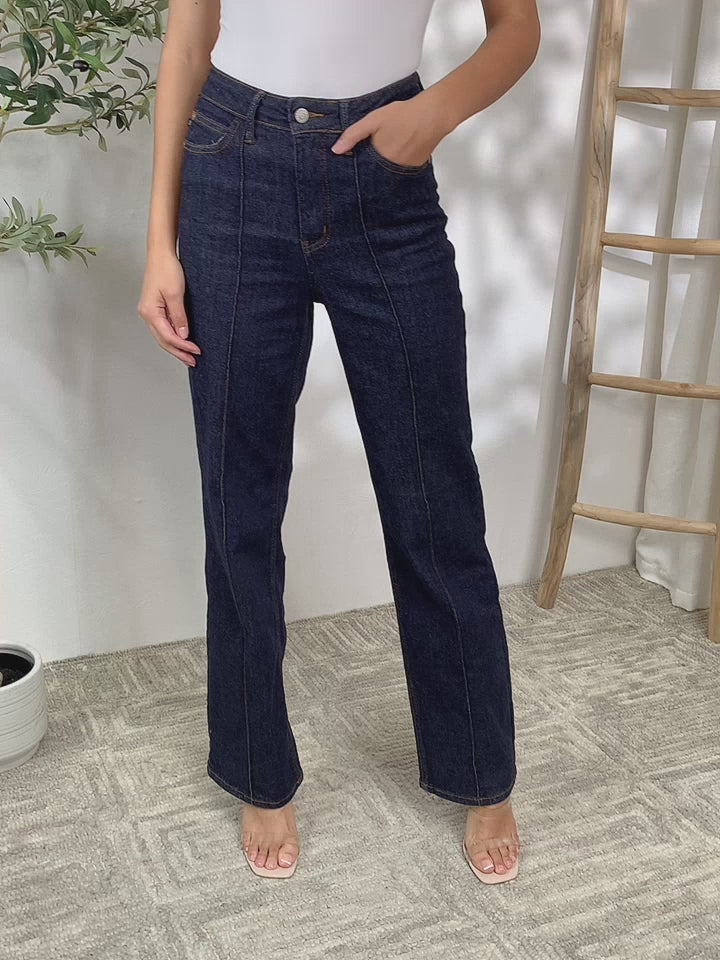 Video, Plus Size, Judy Blue, High-Rise Front Seam & Dart Detail Wide-Leg Jeans 88664