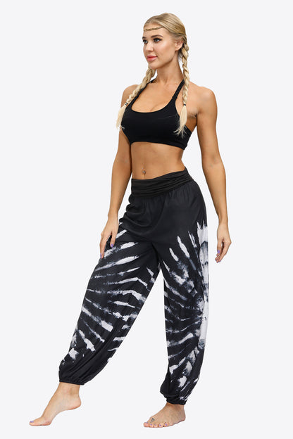 Side View, Fashion Prints Ruched Athletics Pants In Black