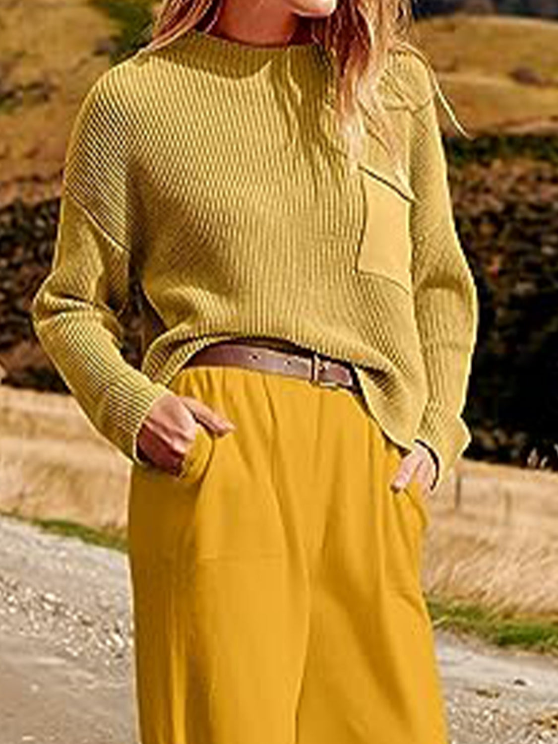 Close-Up, Knit Top and Joggers Set In Mustard