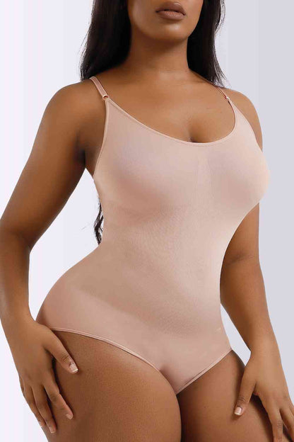 Side View, Spaghetti Strap Shaping Bodysuit In Eggshell