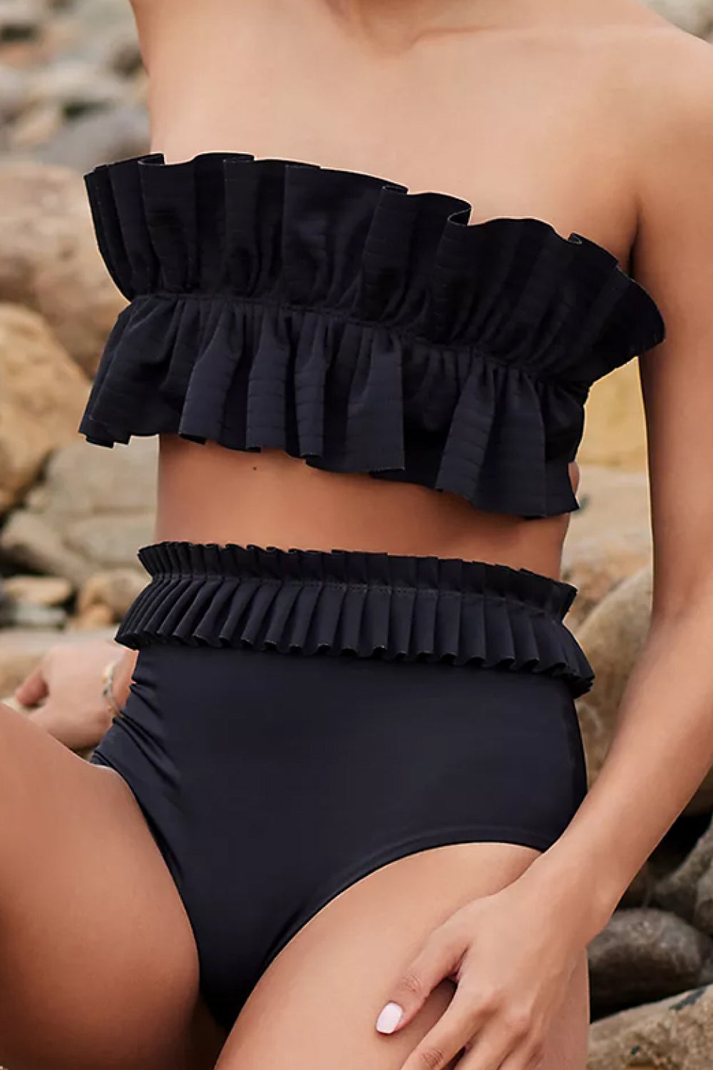 Close-Up, Ruffled Tie Back Two-Piece Bikini Set
