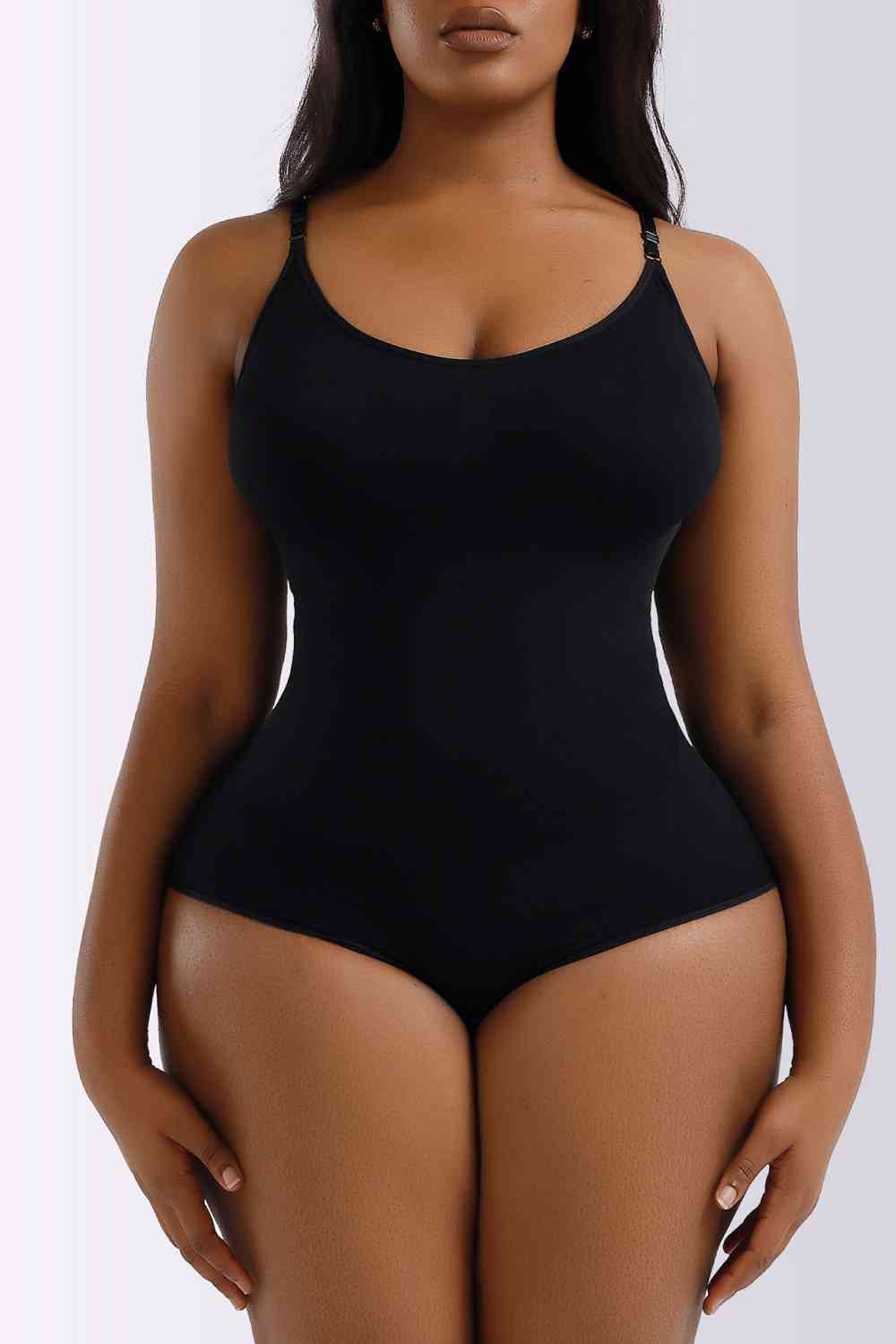 Spaghetti Strap Shaping Bodysuit In  Black