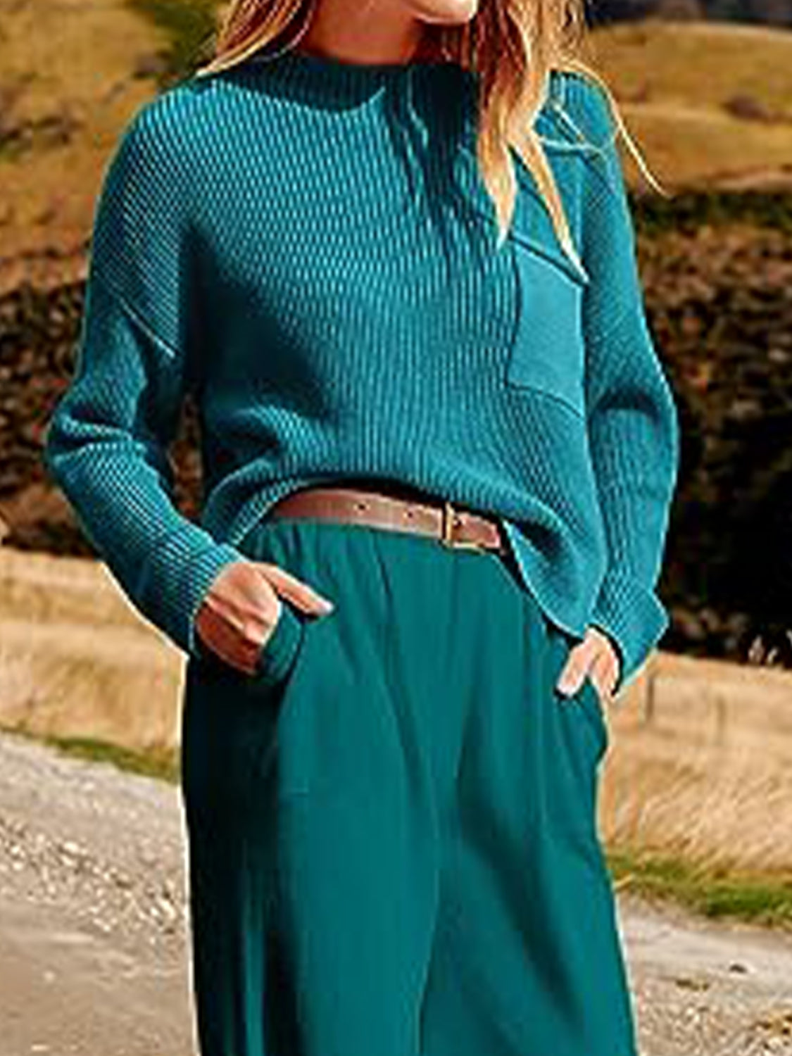 Close-Up, Knit Top and Joggers Set In Turquoise
