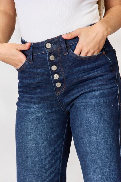 Close-Up, Judy Blue, High-Rise 5-Button Fly Straight Jeans Style 88598