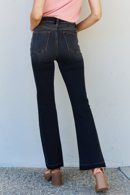 Back View, Judy Blue, High-Waist Release Hem Slim Bootcut Jeans Style 82535