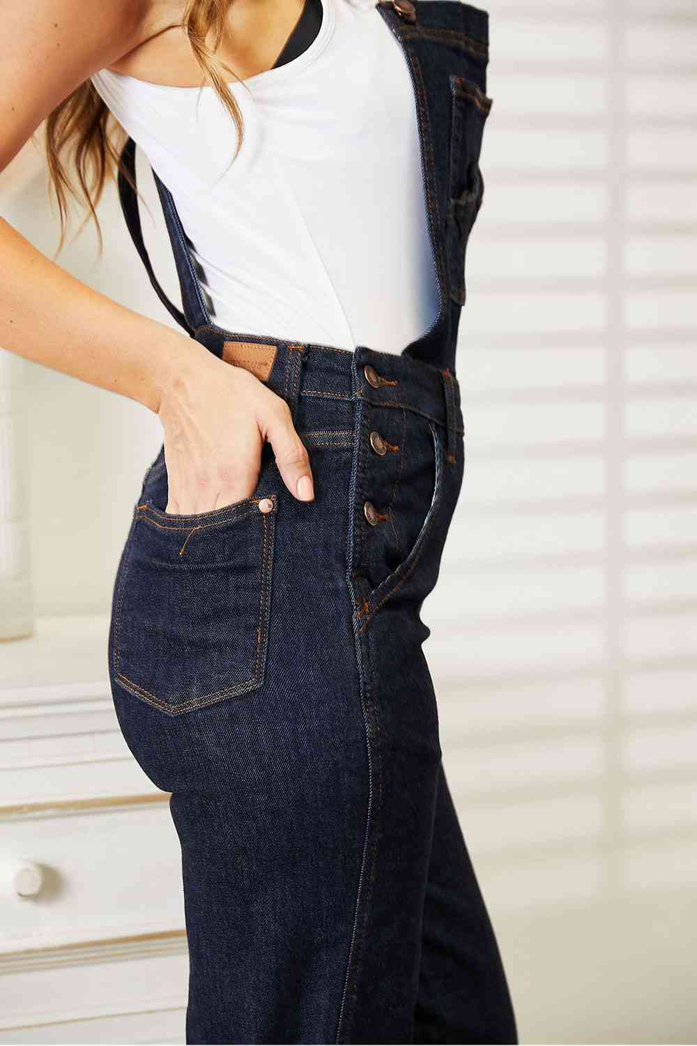 Close-Up, Judy Blue, High Waist Classic Overall Wide Leg Jeans Style 88630