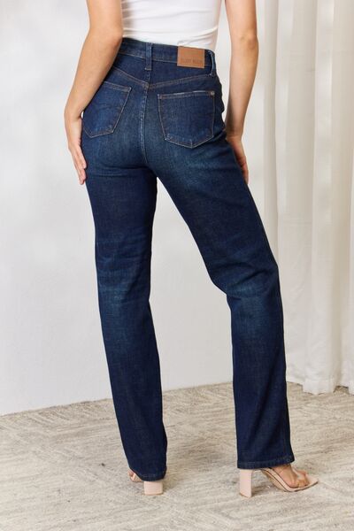 Back View, Judy Blue, High-Rise 5-Button Fly Straight Jeans Style 88598
