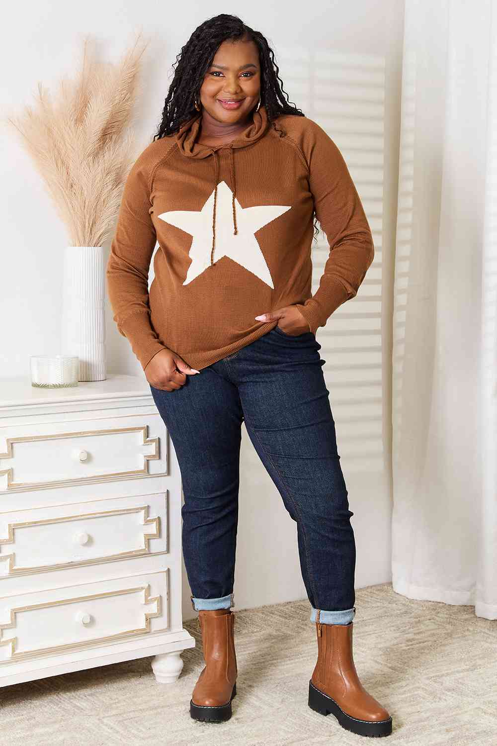Plus Size, HEIMISH USA, Star Graphic Hooded Sweater