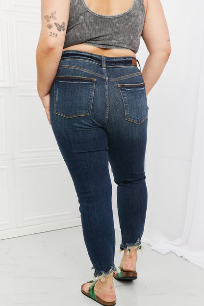 Back View, Plus Size, Judy Blue, Mid Rise Chopped Hem Relaxed Jeans Style 82446
