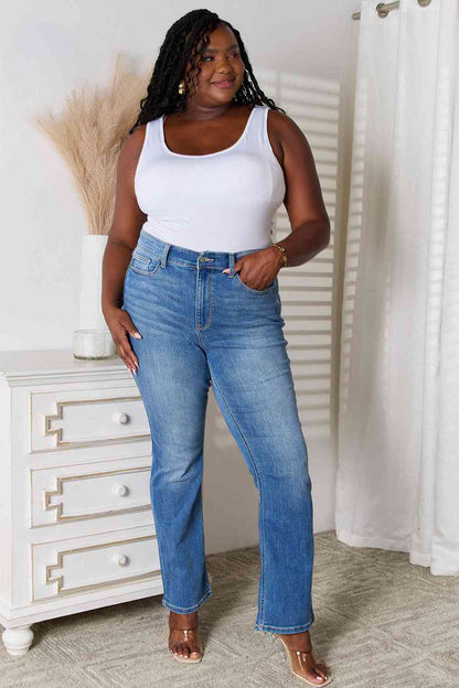 Plus Size, Judy Blue, High Waist Classic Contrast Wash Bootcut Jeans Style 82515