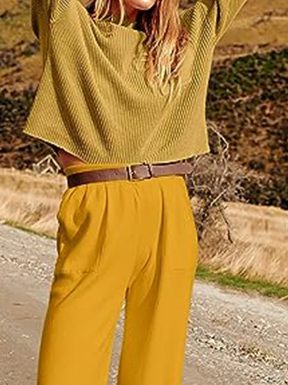 Close-Up, Knit Top and Joggers Set In Mustard