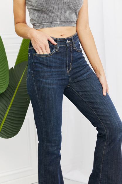 Close-Up, Judy Blue, High Waisted Raw Hem Tall Flare Jeans Style 82343