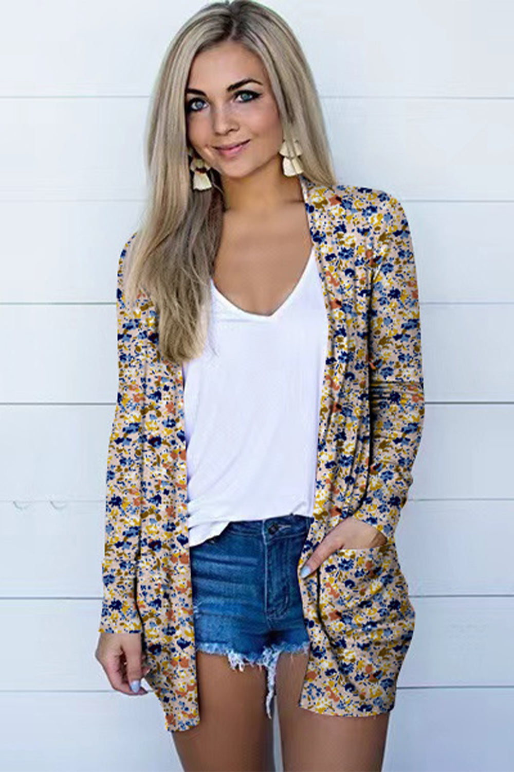 Long Sleeve Cardigan In Floral
