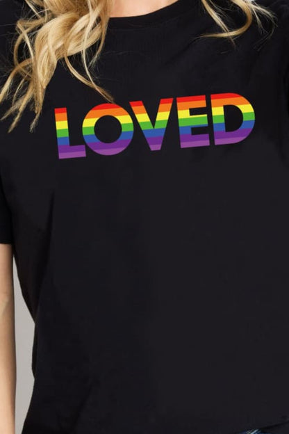 Close-Up, Simply Love, LOVED Graphic Cotton T-Shirt In Black
