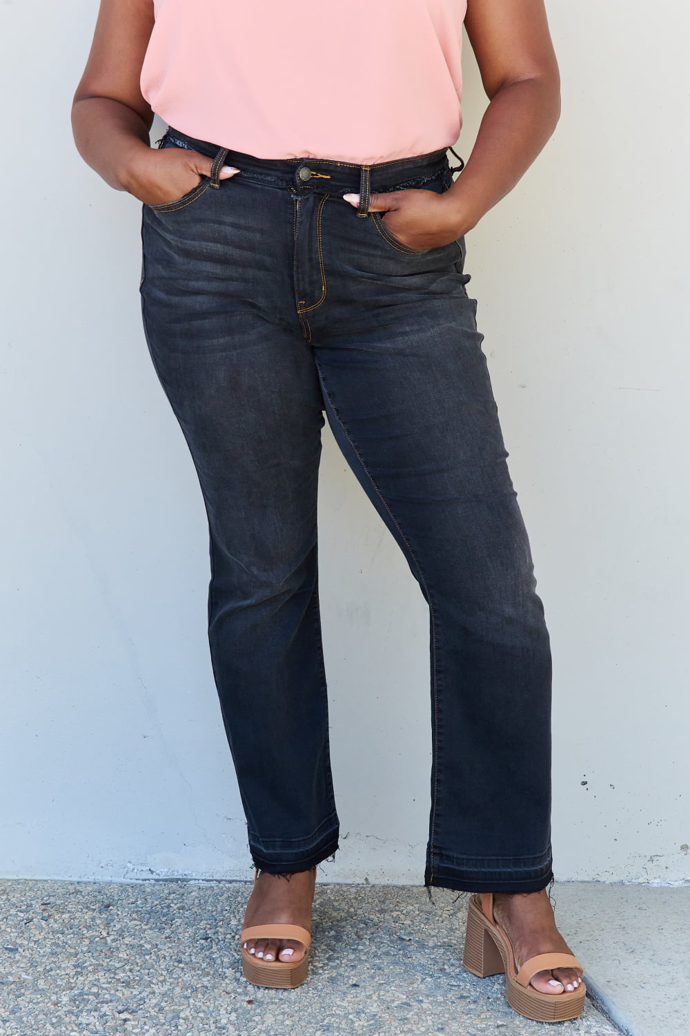 Plus Size, Judy Blue, High-Waist Release Hem Slim Bootcut Jeans Style 82535