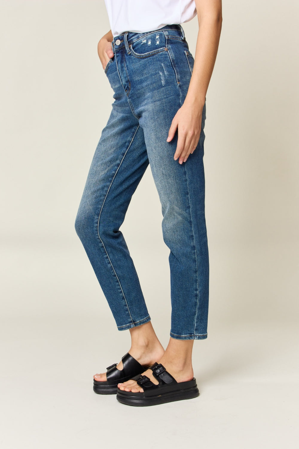 Side VIew, Tummy Control High Waist Slim Fit Jeans Style 88776