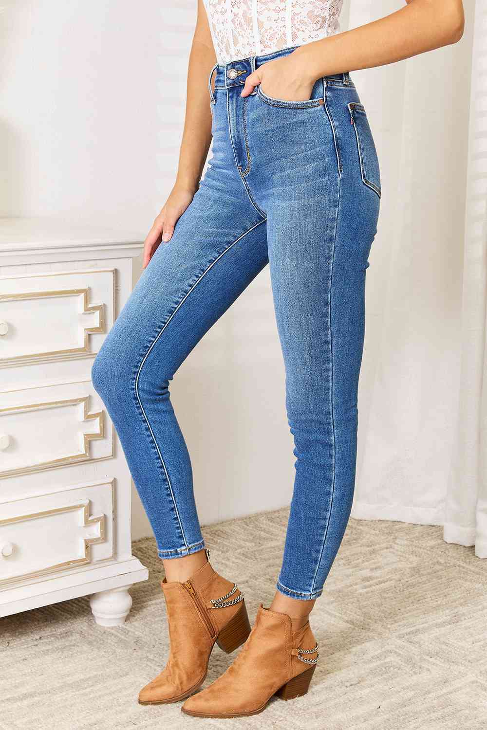 Side VIew, Judy Blue High Waist Classic Thermal Skinny style 82349