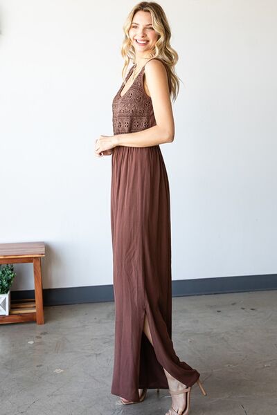 Side View, First Love, Tie Back Sleeveless Slit Wide Leg Jumpsuit