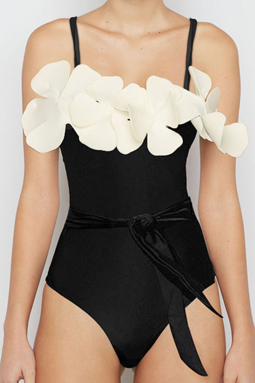 Close-Up, Contrast Flower Detail One-Piece Swimsuit