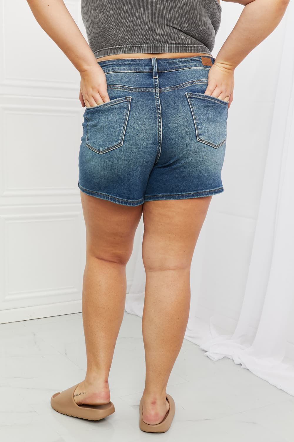 Back View, Plus Size, Judy Blue High Waist Seaming Detailed Shorts Style 150211